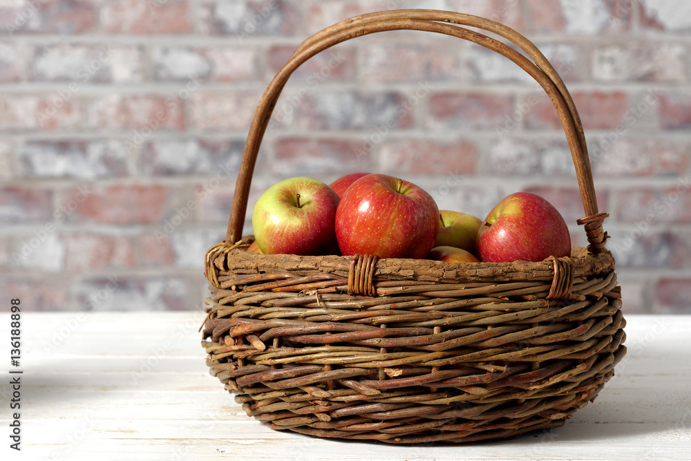 Basket with beautiful apples Basket with beautiful apples