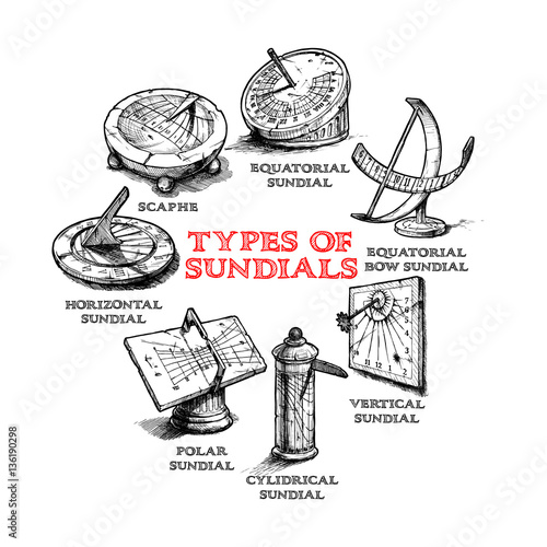 Set of different sundials photo