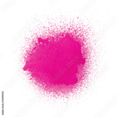 Pink spray paint on white background