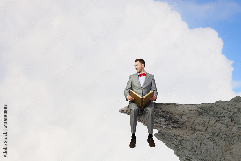 He has strong pursuit to knowledge . Mixed media He has strong pursuit to knowledge . Mixed media