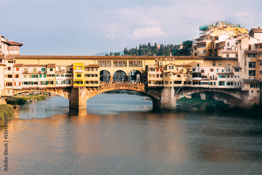View of Ponte Vecchio and Arno River in Florence, Italy