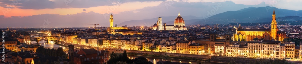 Evening panorama of Florence city skyline