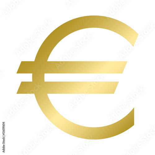 Euro currency symbol in gold color. Vector. Logo.