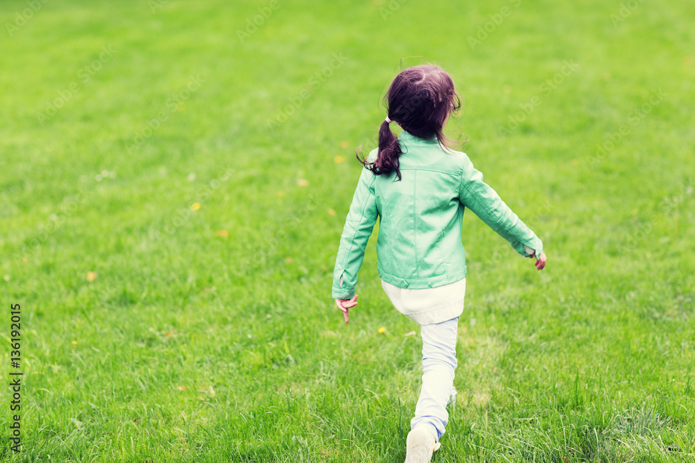 little girl walking along summer green meadow little girl walking along summer green meadow