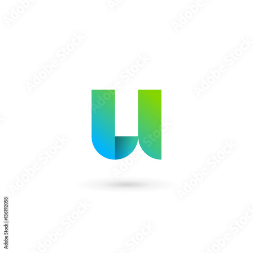 Letter U ribbon logo icon design template elements