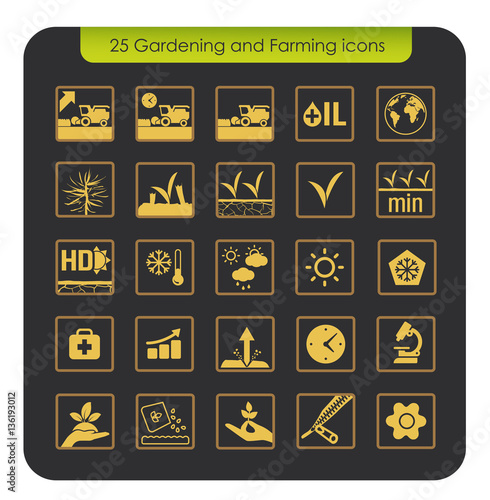 25 Gardening and Farming icons set 