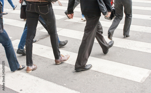 Fotografia, Obraz legs of pedestrians in a crosswalk