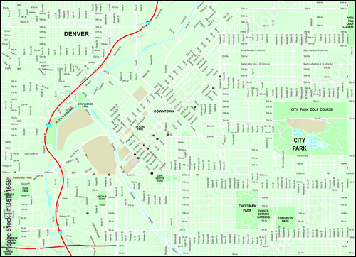 Denver City Map with Streets