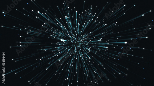 Animation exploding particles blue and black loop able. 3D rendering