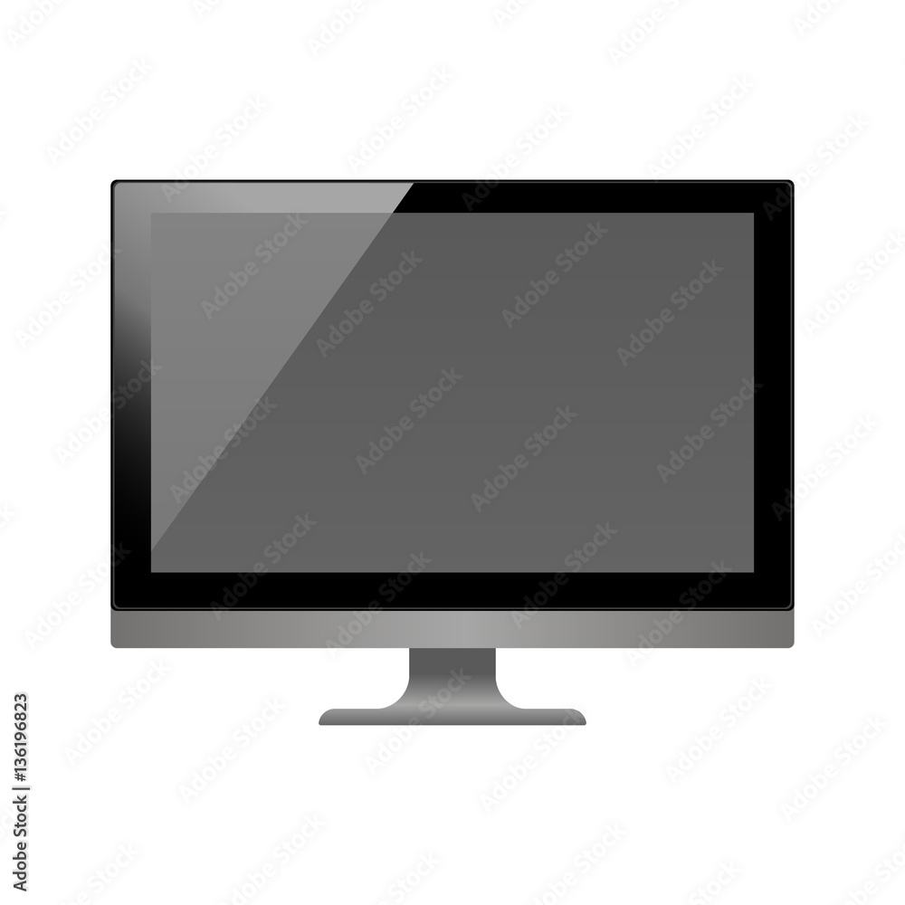 3d monitor template. Personal computer monitor mockup with black screen isolated on the white background. Eps 10 vector illustration 3d monitor template. Personal computer monitor mockup with black screen isolated on the white background. Eps 10 vector illustration
