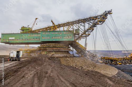 Giant excavator in surface coal mine