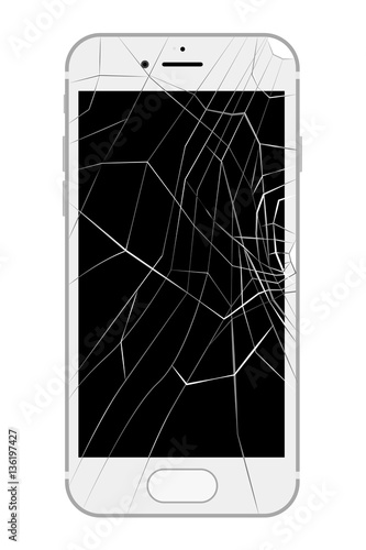 画面が割れたスマートフォン　バキバキ