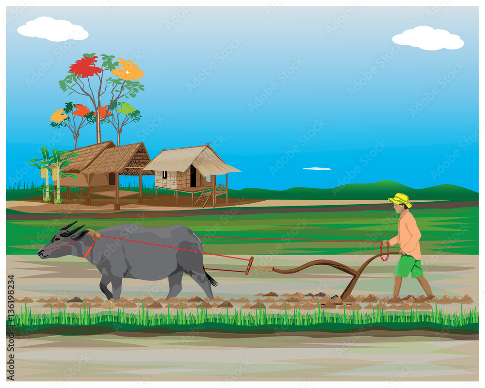 Obraz premium lifestyle of farmer vector design