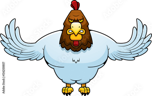 Cartoon Muscular Rooster