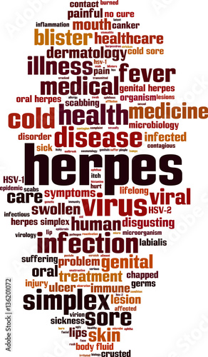 Herpes word cloud concept. Vector illustration
