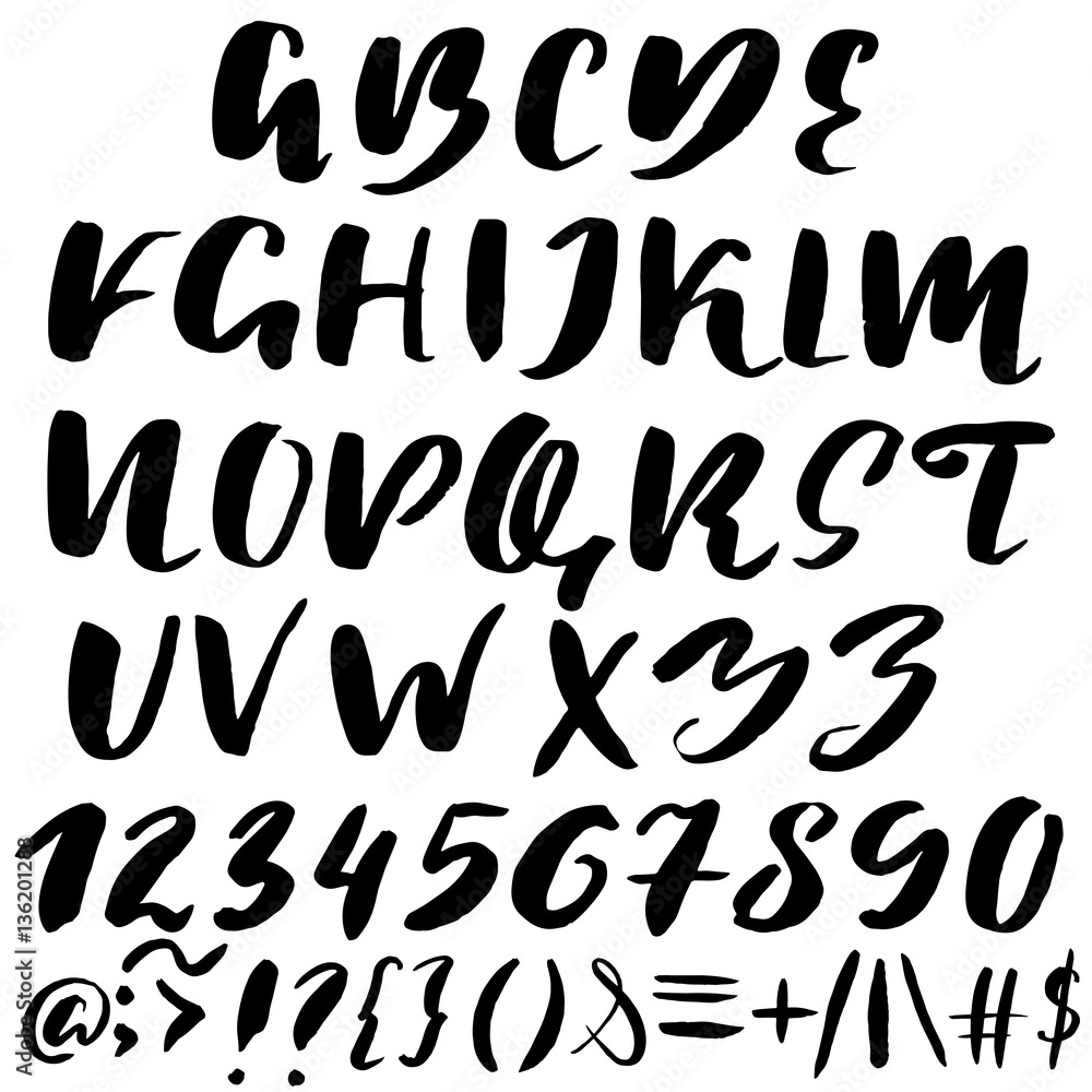 Hand drawn font made by dry brush strokes. Grunge style alphabet Hand drawn font made by dry brush strokes. Grunge style alphabet