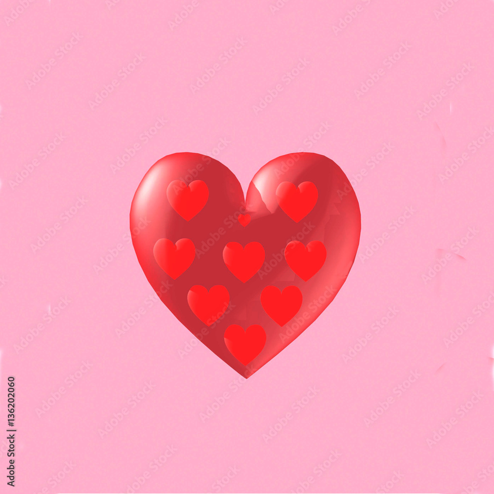 3D illustration. Valentine. The image of the heart on a pink background.