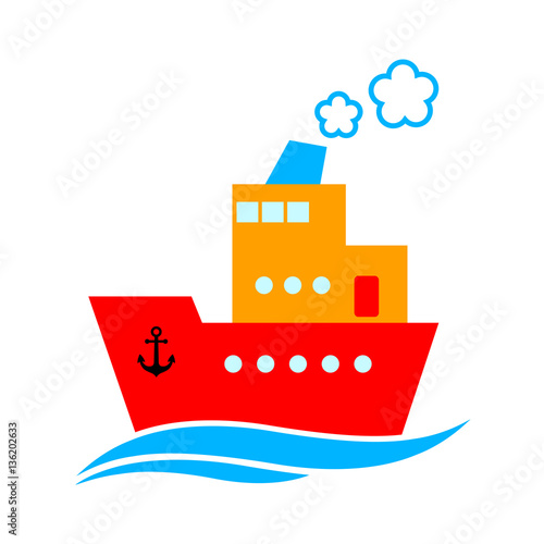 Ship vector icon on white background, isolated object