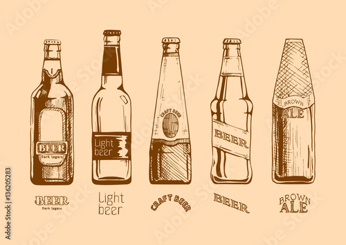 set of beer bottles