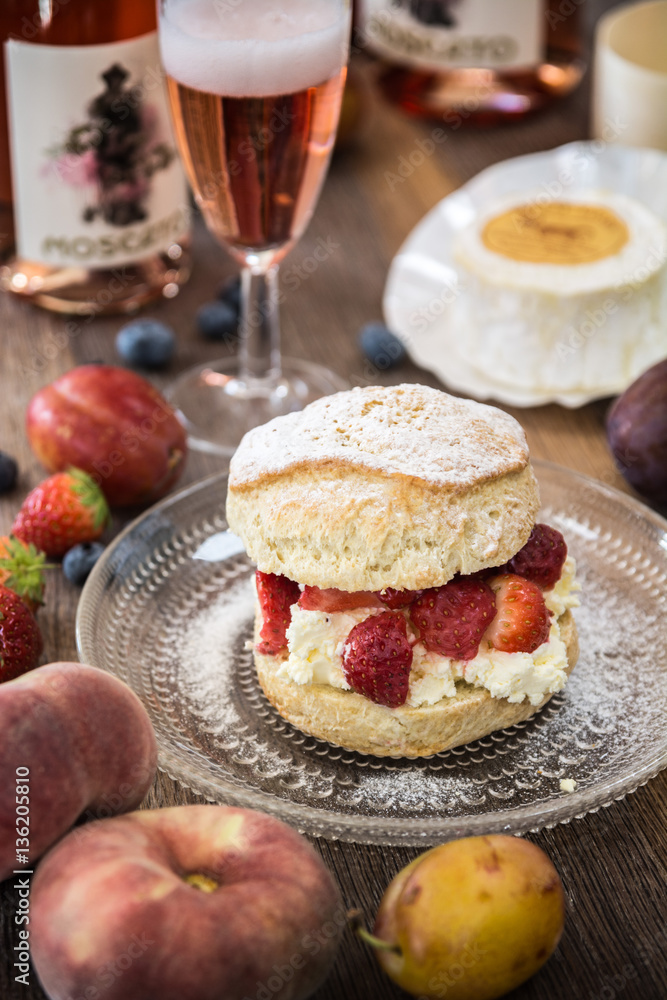 Strawberries and cream filled scone Strawberries and cream filled scone