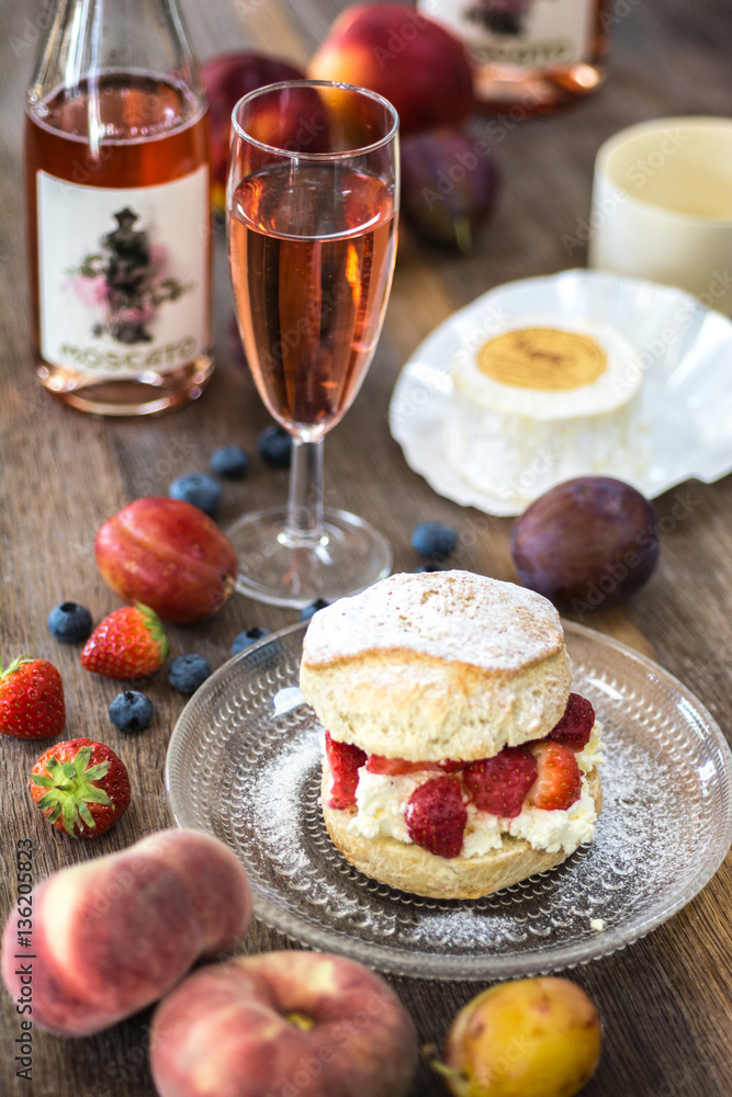 Strawberries and cream filled scone Strawberries and cream filled scone