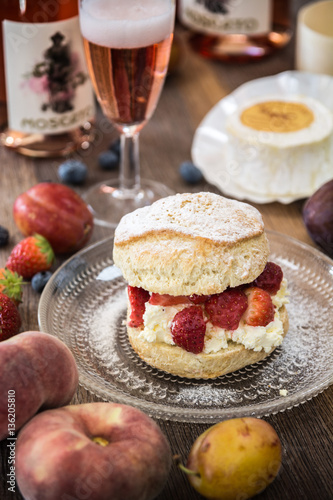 Strawberries and cream filled scone