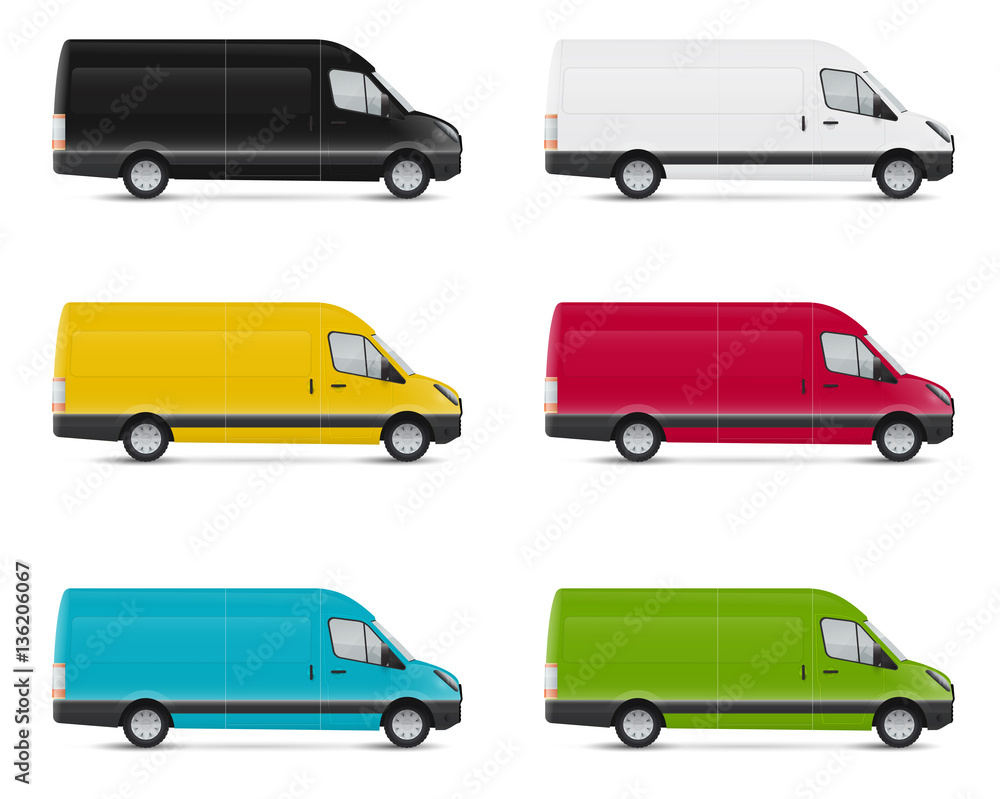 Design templates for transport. Mockup of color bus. Branding for advertising and corporate identity.