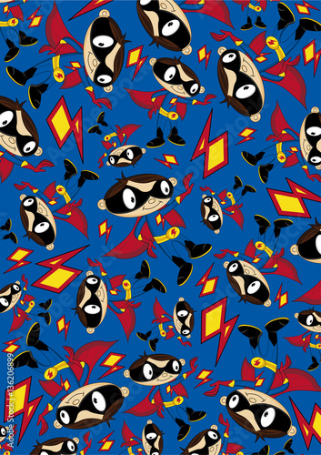 Cute Cartoon Superhero Boy Pattern