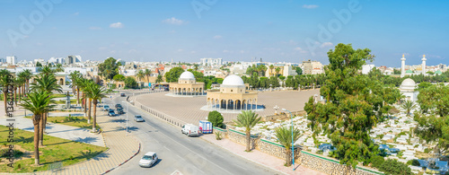 Panoramic cityscape of Monastir, as viewed from the rampart of Ribat, Tunisia