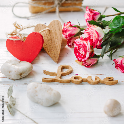 Two hearts and message Love