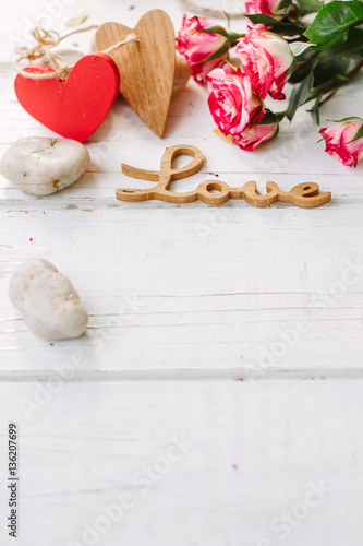 wooden word LOVE with the r...