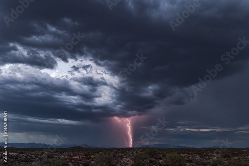 Thunderstorm with lightning and dark sky