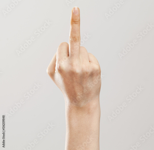 Canvastavla Woman hand showing middle finger