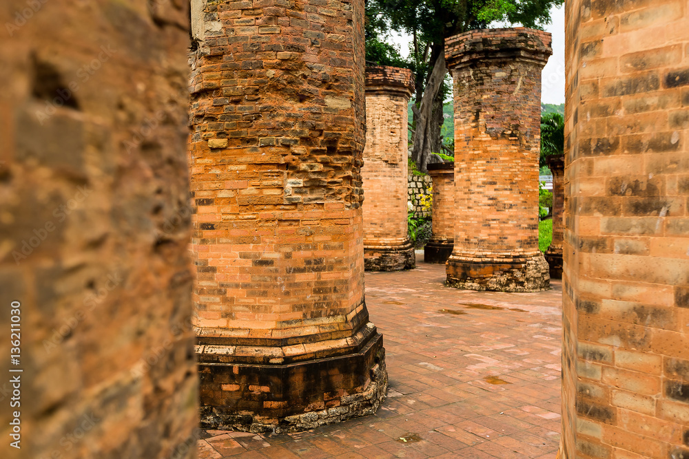 The brick ruins of an old temple in Vietnam, tourist, Nha Trang