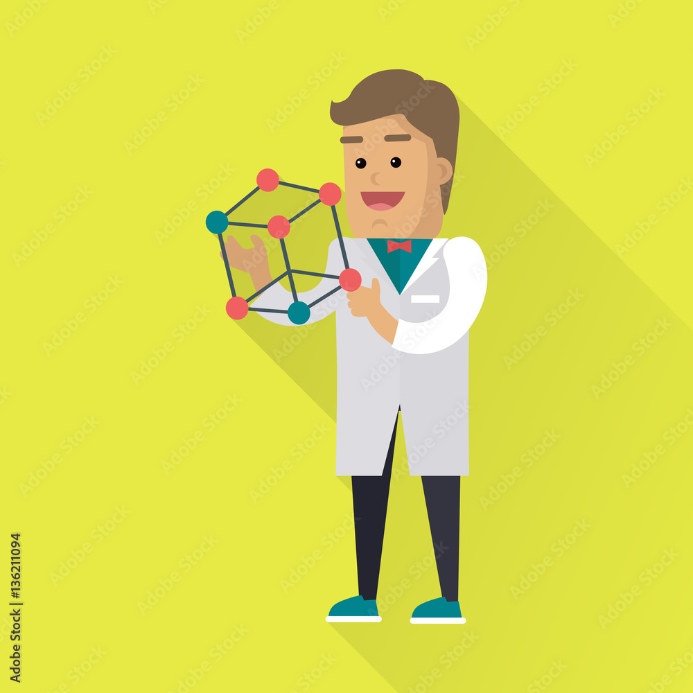 Scientist at Work Vector Flat Style Illustration Scientist at Work Vector Flat Style Illustration
