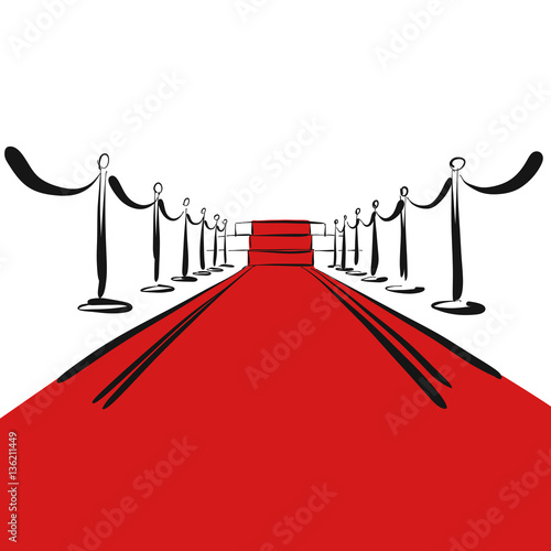 Roter Teppich mit Stufen auf Bühne, Hintergrund
