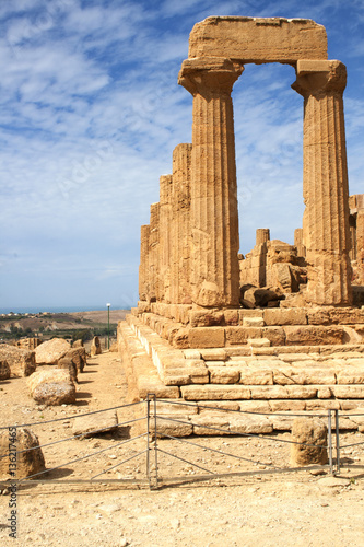 Ancient ruins Greek temple of Juno in the Valley of Temples, Agrigento, Sicily, Italy