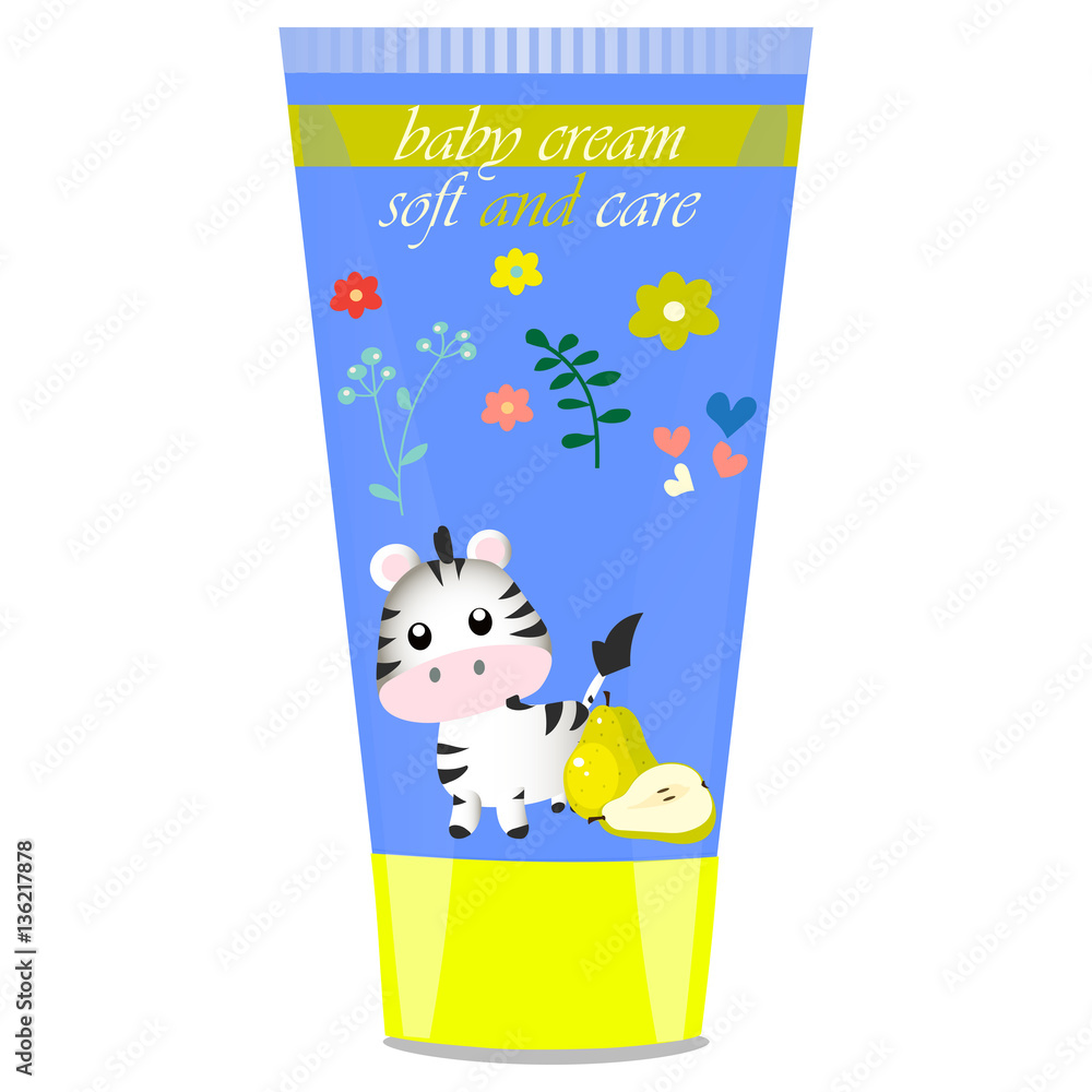 Fototapeta premium Baby cream tube with kids design