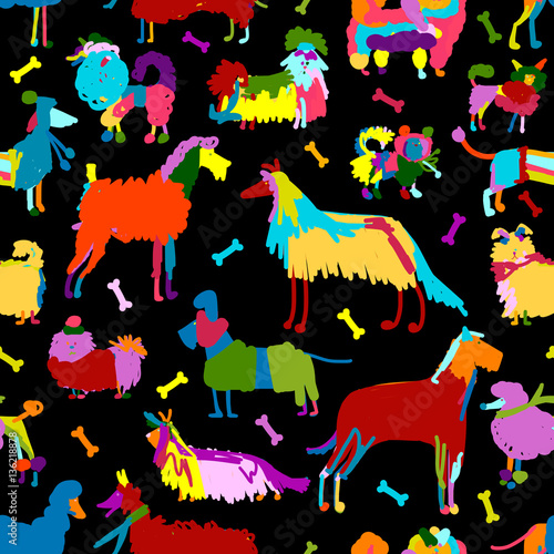Funny dogs collection, seamless pattern for your design