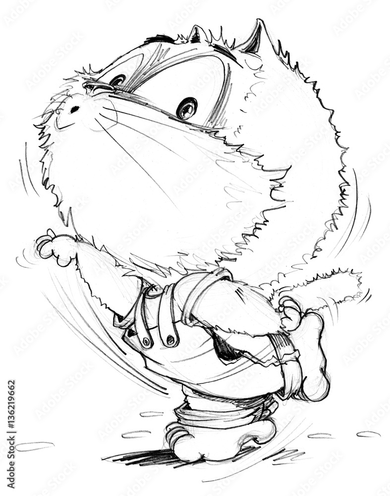 Cat yoga acting cartoon character design pencil sketch Stock Illustration |  Adobe Stock