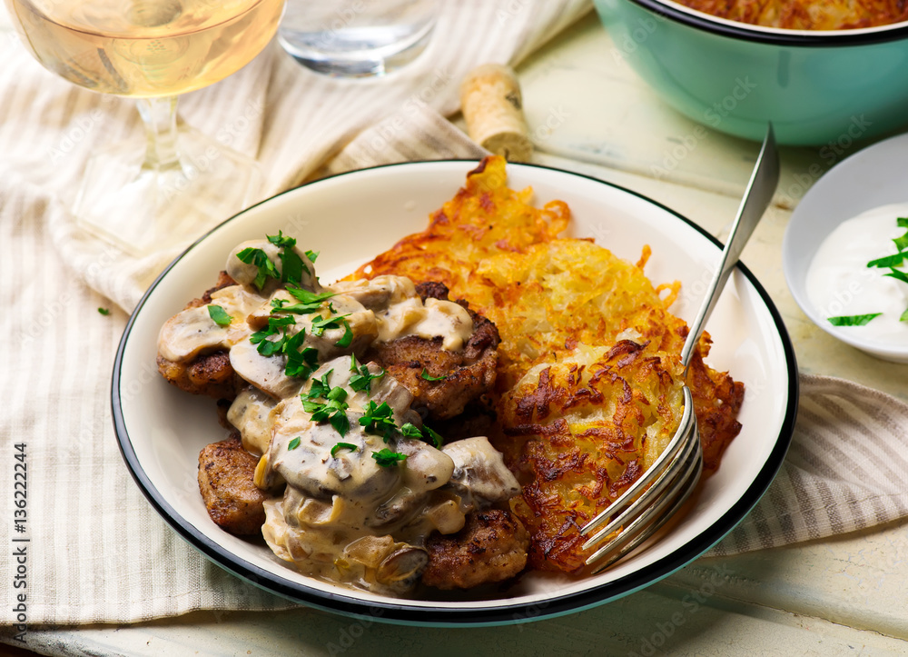 Swiss-Style Veal Cutlets with mushroom Swiss-Style Veal Cutlets with mushroom