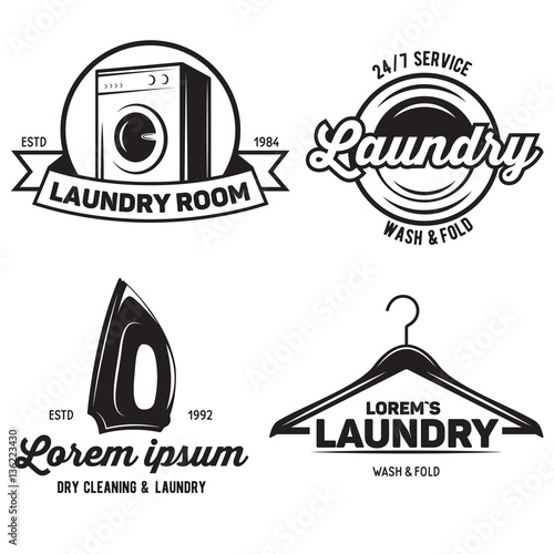 vector set of laundry logos emblems and design elements. logotype templates and badges.