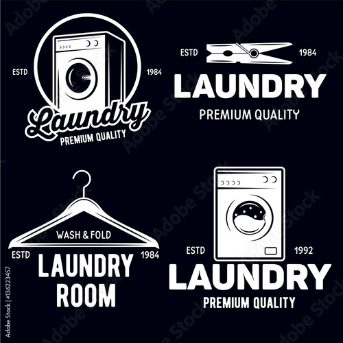vector set of laundry logos emblems and design elements. logotype templates and badges.
