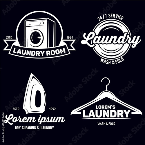 vector set of laundry logos emblems and design elements. logotype templates and badges.