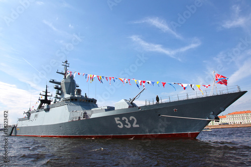 Russia. Saint Petersburg. Military ships parade