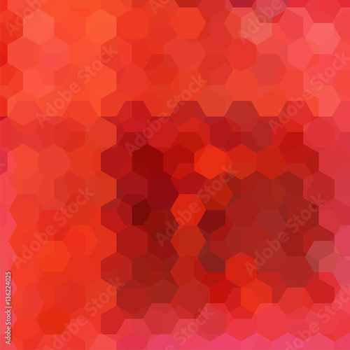 Vector background with red, orange hexagons. Can be used in cover design, book design, website background. Vector illustration.