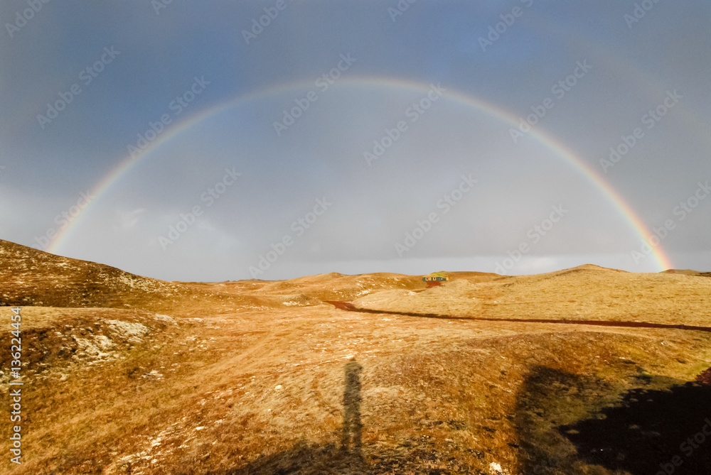 Doppelter Regenbogen über Island - obrazy, fototapety, plakaty 