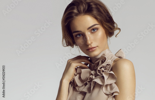 Beauty portrait of female model with natural skin
