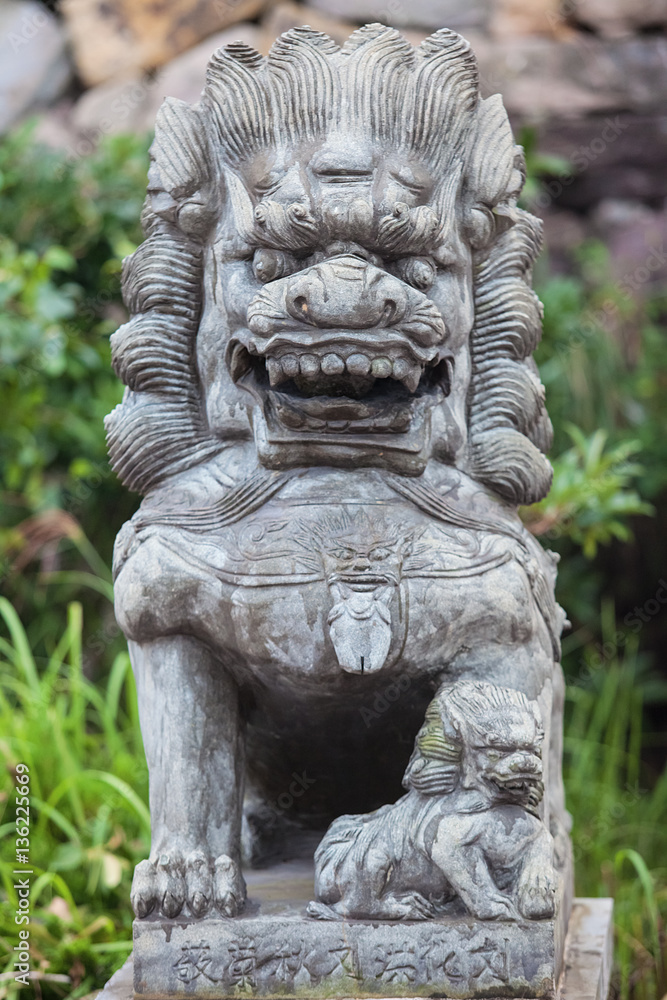 Stone carving lion