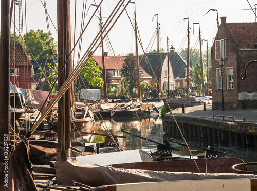 Old fisher boats in Bunschoten-Spakenburg, Utrecht, Holland, NLD